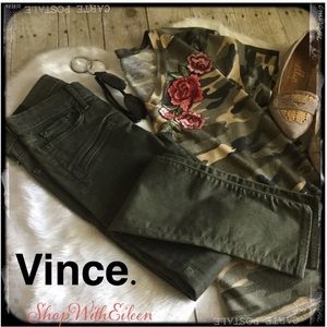 VINCE. Olive Military Army Olive Green Skinny Cargo jean